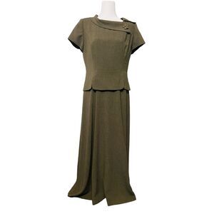 Danny & Nicole New York Vintage Dress Back‎ Zip Short Sleeve Green Size 10